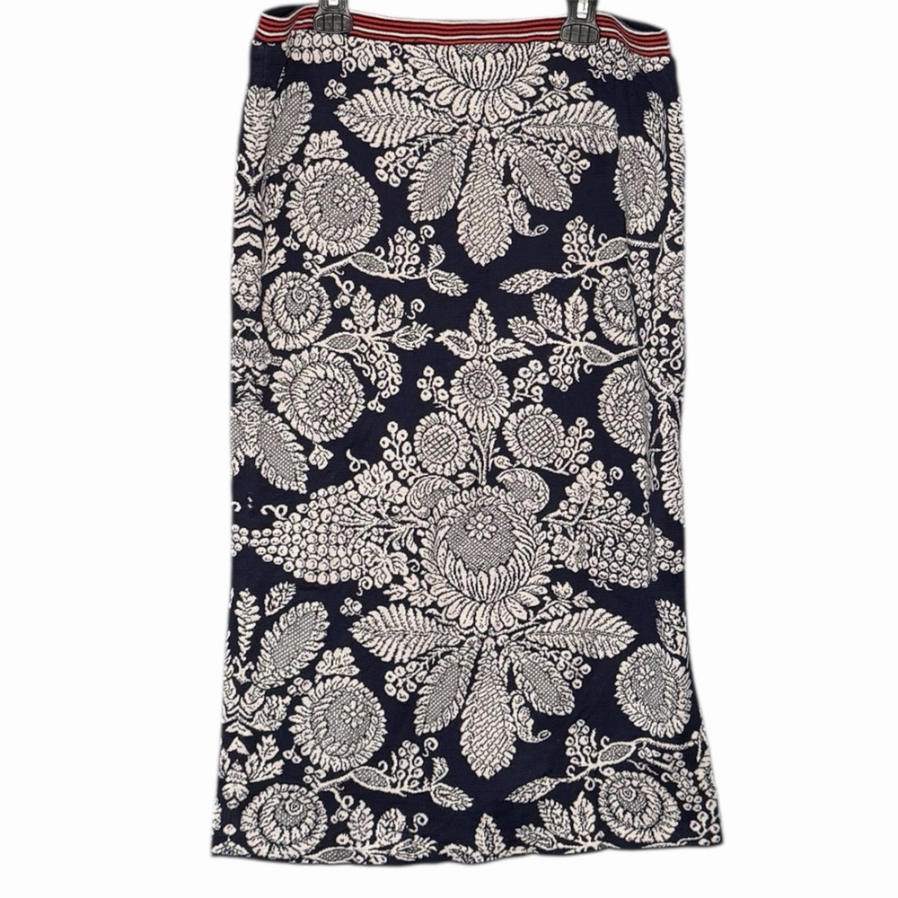 Peruvian Connection Women L Anjali Skirt Maxi Floral Pima Cotton Textured Knit